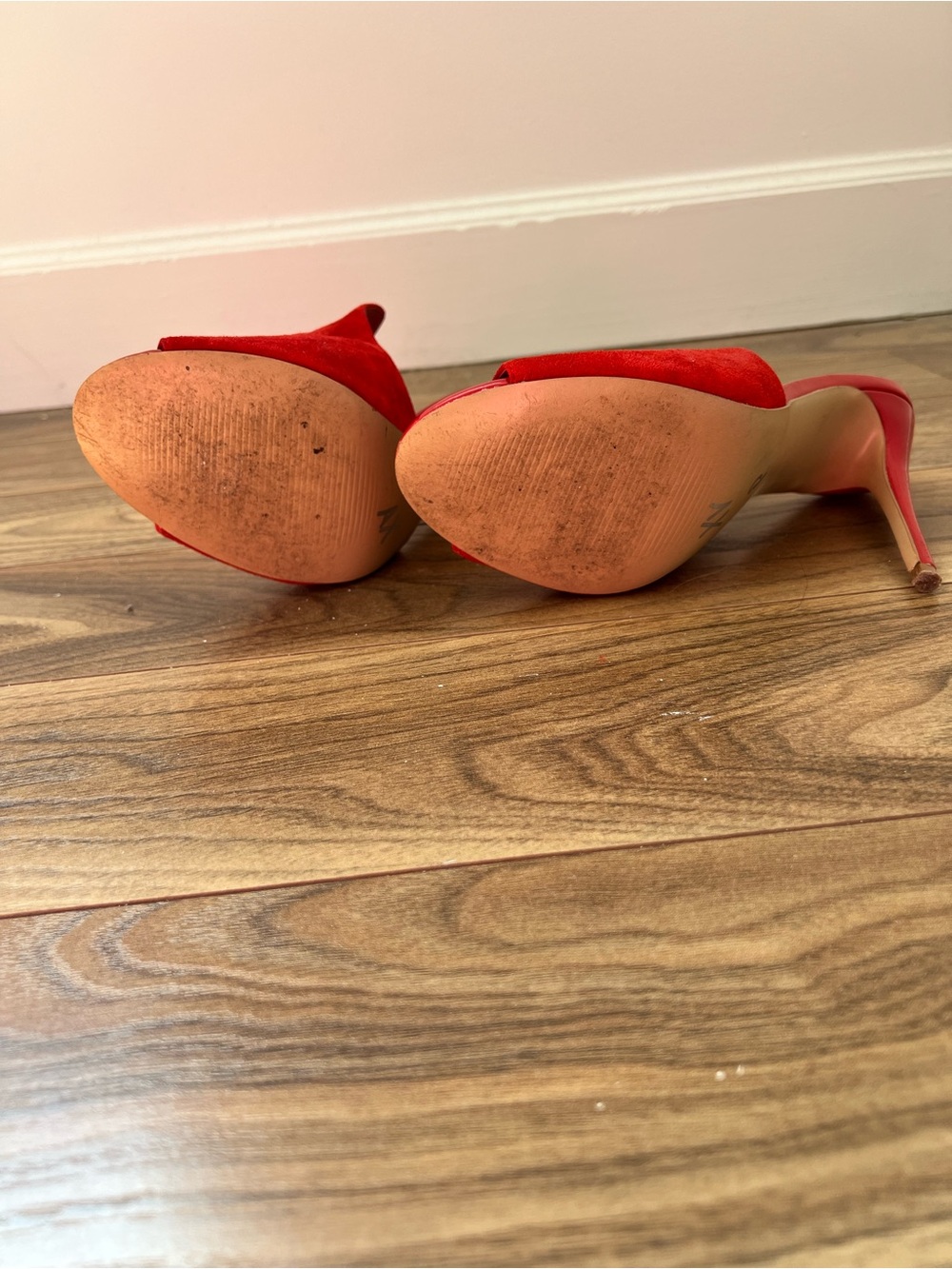 Steve Madden Red Suede Open-Toe Mule Heels - Picture 6 of 6